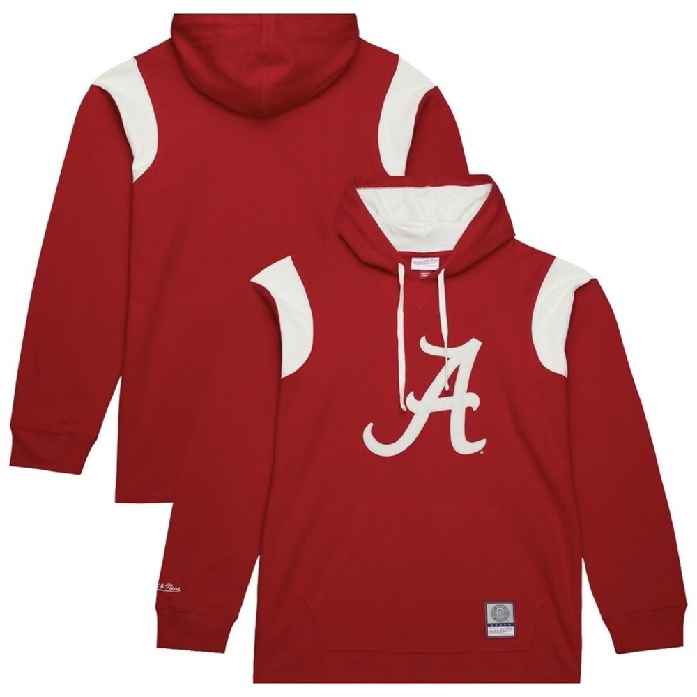 Mitchell & Ness Men's Large University Of Alabama Thermal Lightweight Hoodie Red